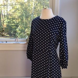 Navy Polka Dot 3/4 Sleeved Dress
